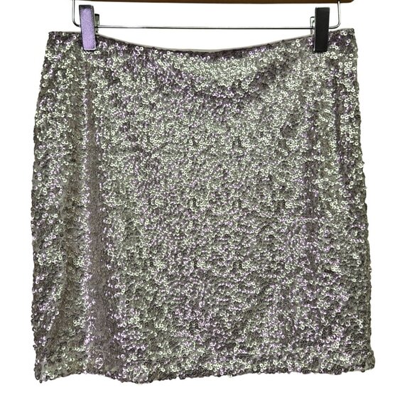 Forever 21 Dresses & Skirts - Vintage Y2K Silver Sequin Mini Skirt Party Festival‎ Rave Stretch XS